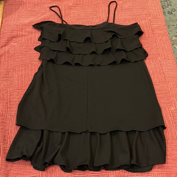Vintage made in Canada XL Elegant Black Ruffle Mini Dress women’s - Picture 9 of 11